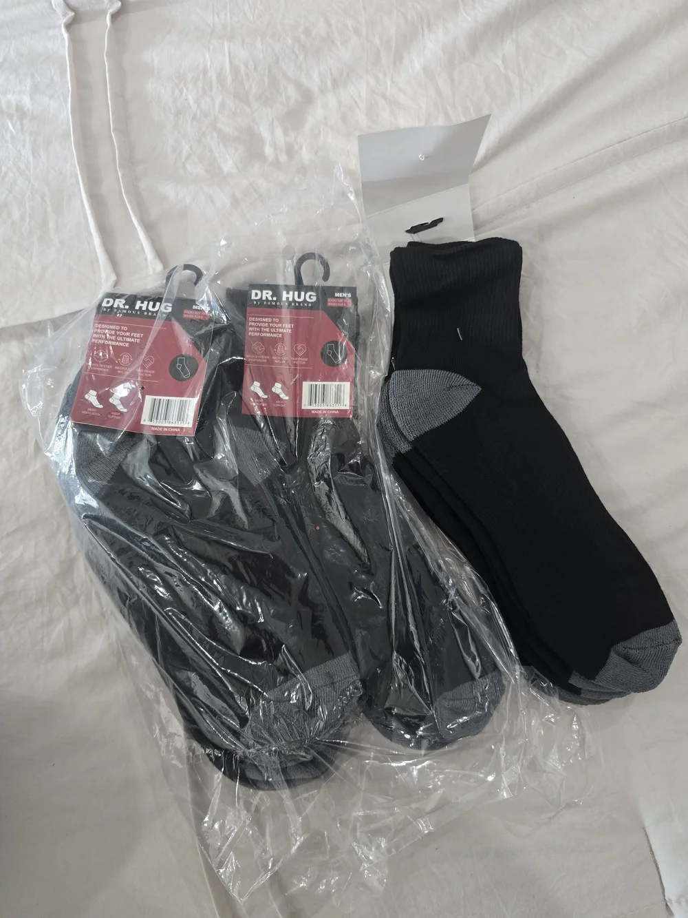 Men's Black Crew Socks with Gray Accents - Pack